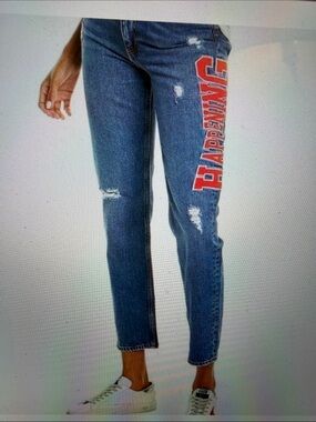 Sandro Paris sz 34 (US 2 or XS) HAPPENING embroidered jeans 100% Cotton